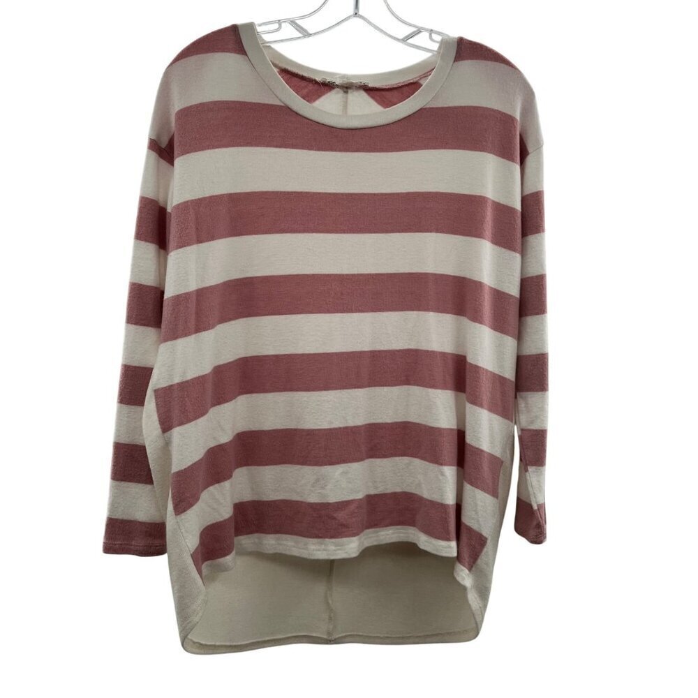 Wonderland by Orange Women's Striped Pullover Sweater Pink/Ivory Size Small